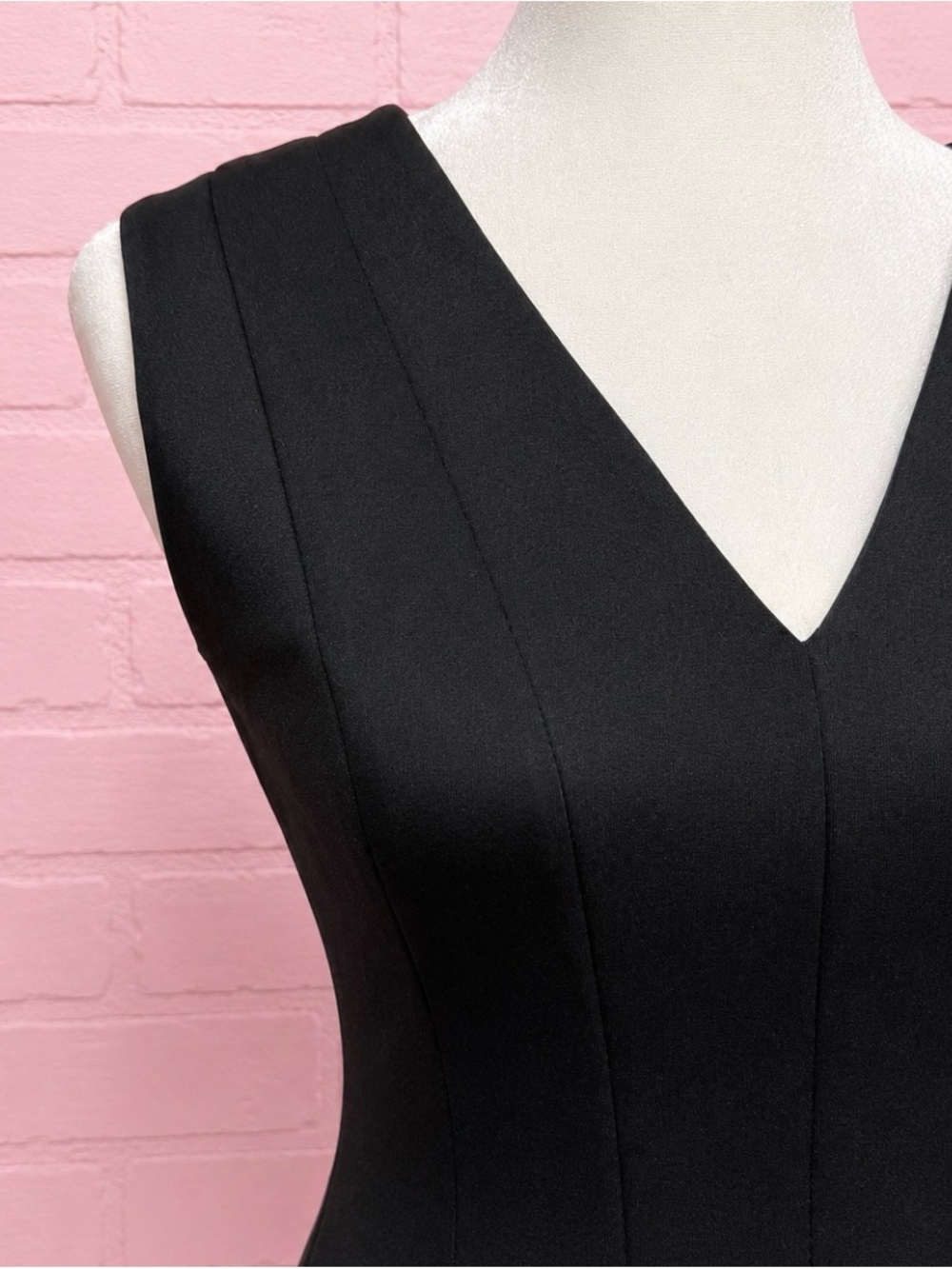 Calvin Klein Black V-Neck Fit-and-Flare Dress - Picture 9 of 9